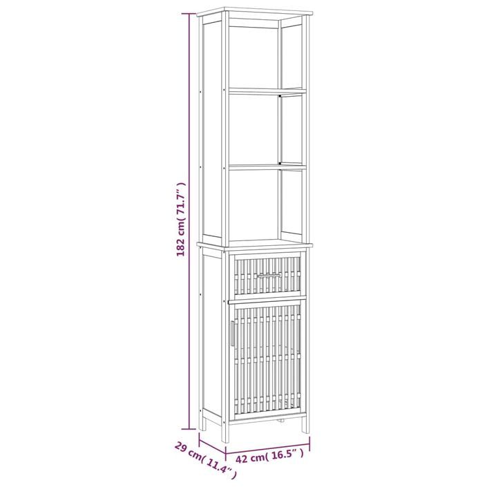 Armoire de salle de bain 42x29x182 cm Bois massif de noyer - Photo n°8