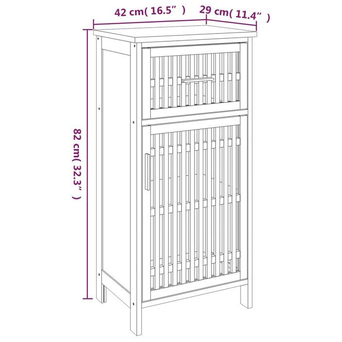 Armoire de salle de bain 42x29x82 cm Bois massif de noyer - Photo n°7