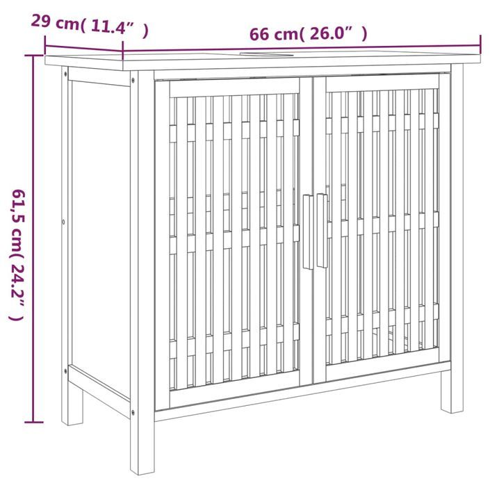 Armoire de salle de bain 66x29x61,5 cm Bois massif de noyer - Photo n°7