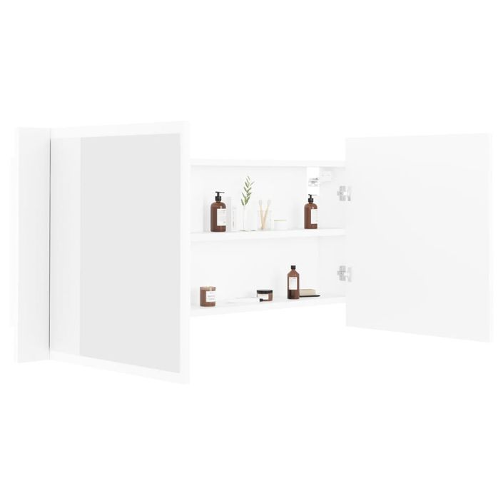 Armoire de salle de bain à miroir à LED Blanc 100x12x45 cm - Photo n°1