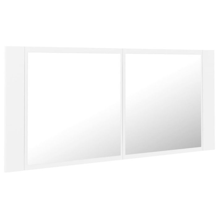 Armoire de salle de bain à miroir à LED Blanc 100x12x45 cm - Photo n°8