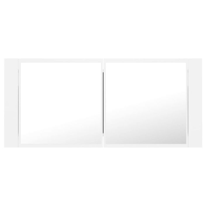 Armoire de salle de bain à miroir à LED Blanc 100x12x45 cm - Photo n°9