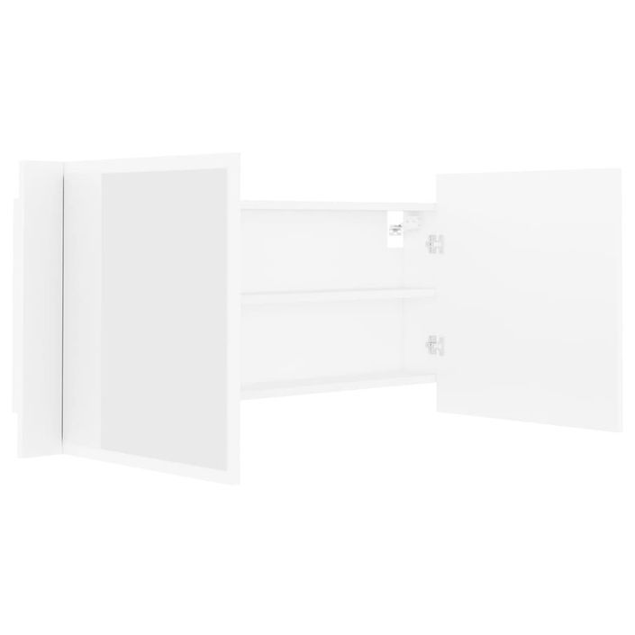 Armoire de salle de bain à miroir à LED Blanc 100x12x45 cm - Photo n°10