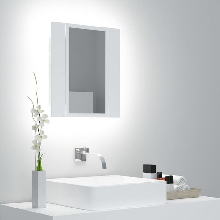 Armoire de salle de bain à miroir à LED Blanc 40x12x45 cm - Photo n°3