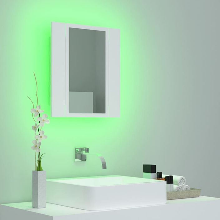 Armoire de salle de bain à miroir à LED Blanc 40x12x45 cm - Photo n°5