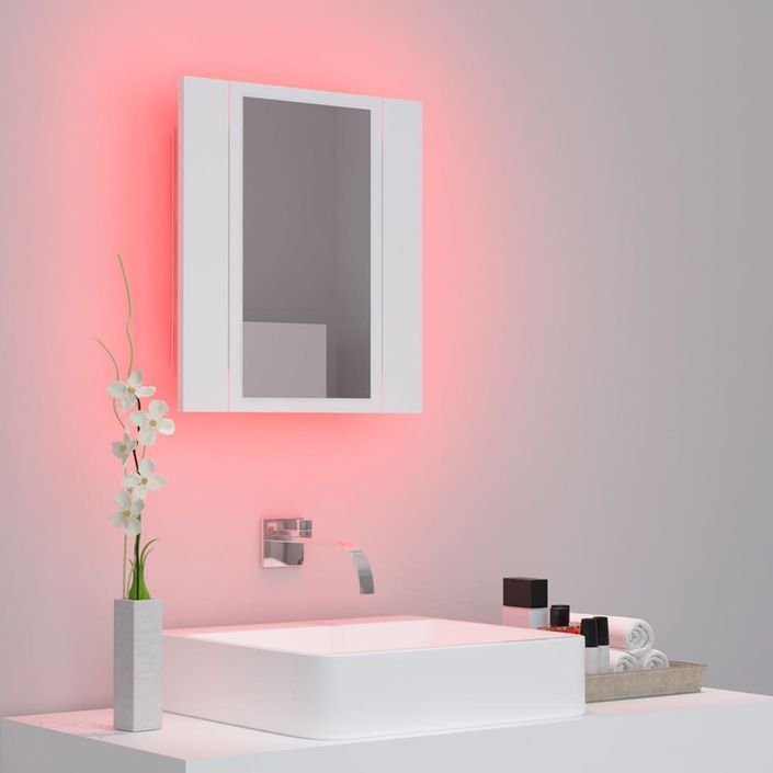 Armoire de salle de bain à miroir à LED Blanc 40x12x45 cm - Photo n°6