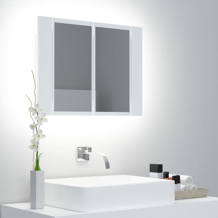 Armoire de salle de bain à miroir à LED Blanc 60x12x45 cm - Photo n°3
