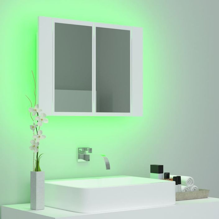Armoire de salle de bain à miroir à LED Blanc 60x12x45 cm - Photo n°5