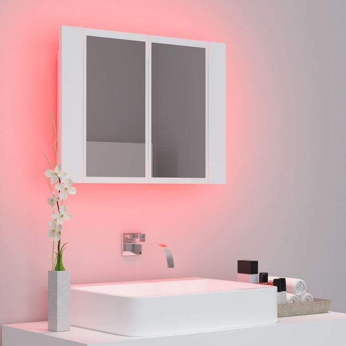 Armoire de salle de bain à miroir à LED Blanc 60x12x45 cm - Photo n°6