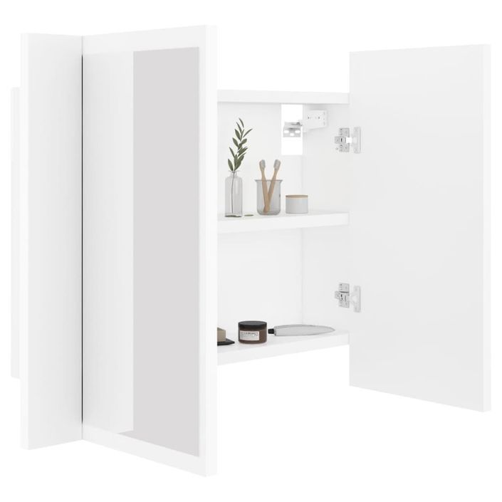 Armoire de salle de bain à miroir à LED Blanc 60x12x45 cm - Photo n°1