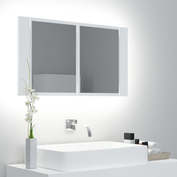 Armoire de salle de bain à miroir à LED Blanc 80x12x45 cm - Photo n°3