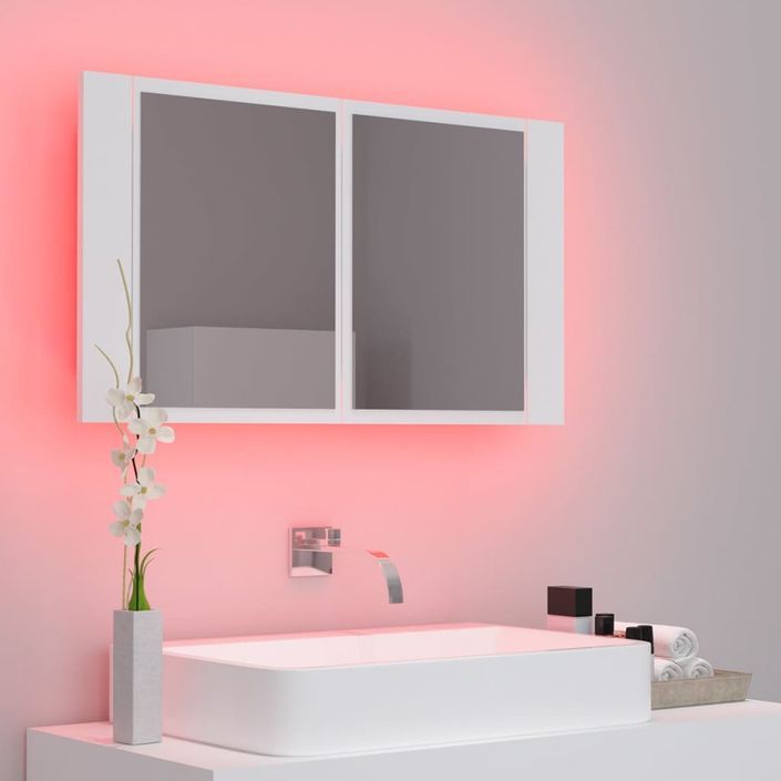 Armoire de salle de bain à miroir à LED Blanc 80x12x45 cm - Photo n°6