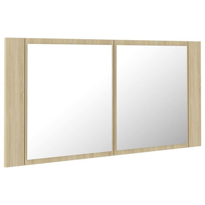 Armoire de salle de bain à miroir à LED Chêne sonoma 90x12x45cm - Photo n°8