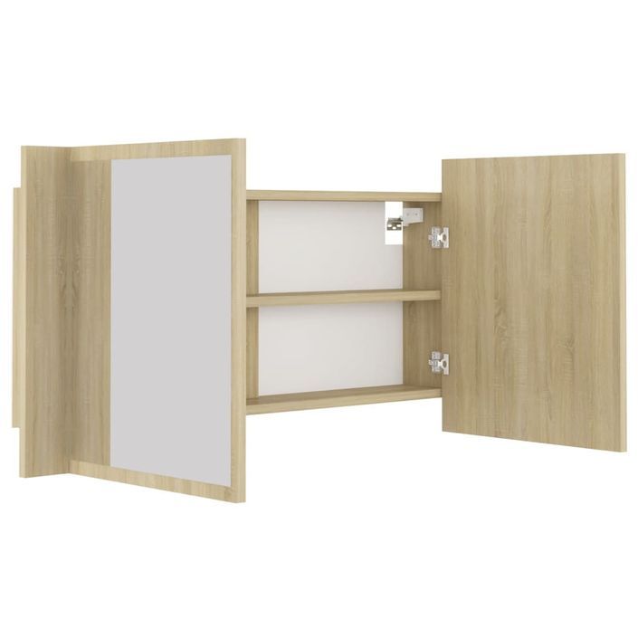 Armoire de salle de bain à miroir à LED Chêne sonoma 90x12x45cm - Photo n°11