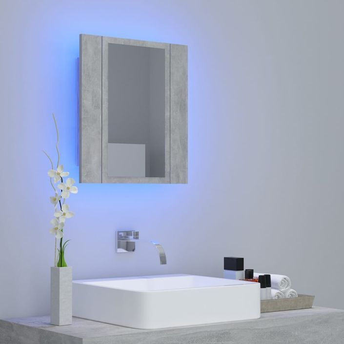 Armoire de salle de bain à miroir à LED Gris béton 40x12x45 cm - Photo n°4