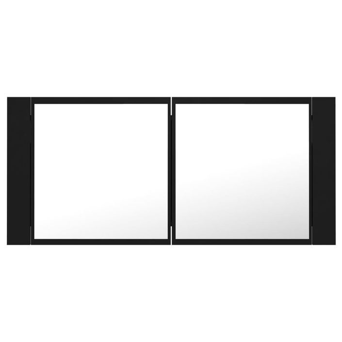 Armoire de salle de bain à miroir à LED Noir 100x12x45 cm - Photo n°9