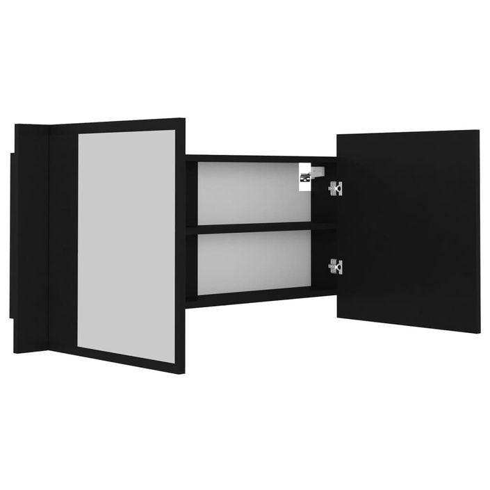 Armoire de salle de bain à miroir à LED Noir 100x12x45 cm - Photo n°10