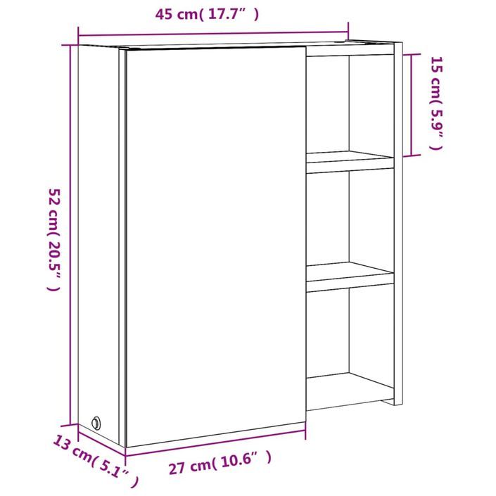 Armoire de salle de bain à miroir avec LED blanc 45x13x52 cm - Photo n°12