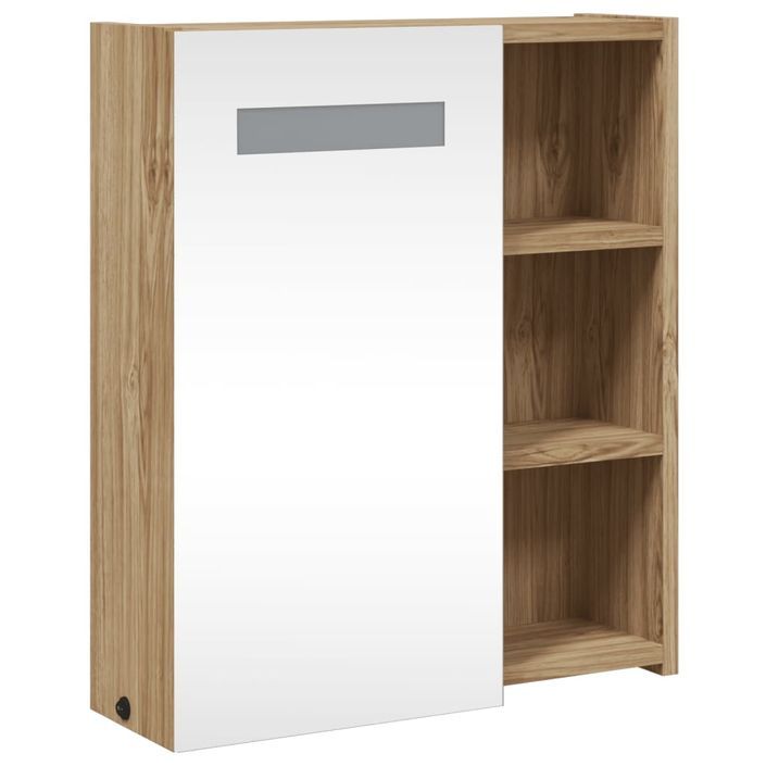 Armoire de salle de bain à miroir avec LED chêne 45x13x52 cm - Photo n°4