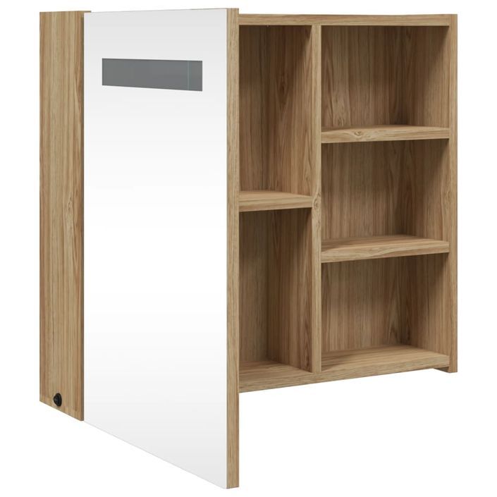 Armoire de salle de bain à miroir avec LED chêne 60x13x52 cm - Photo n°5