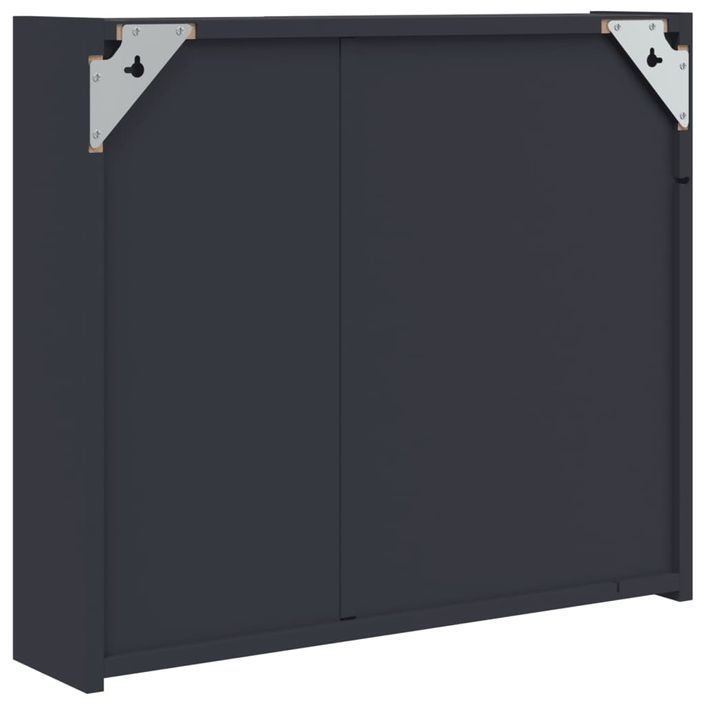 Armoire de salle de bain à miroir avec LED gris 60x13x52 cm - Photo n°8