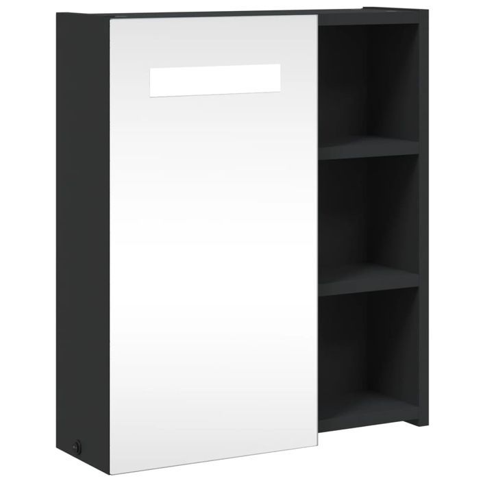 Armoire de salle de bain à miroir avec LED noir 45x13x52 cm - Photo n°1