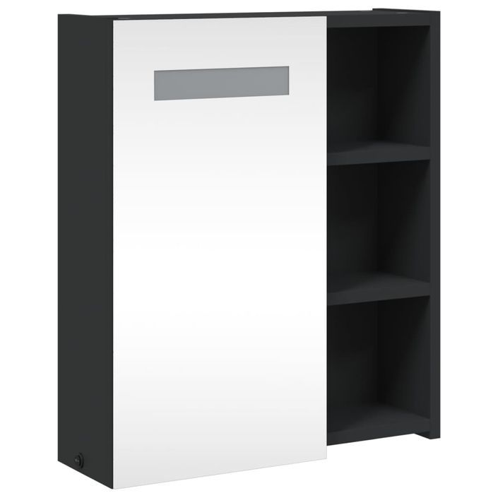 Armoire de salle de bain à miroir avec LED noir 45x13x52 cm - Photo n°4