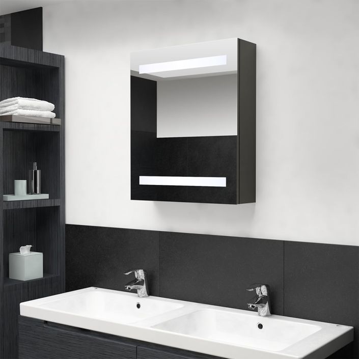 Armoire de salle de bain à miroir LED Anthracite 50x14x60 cm - Photo n°2