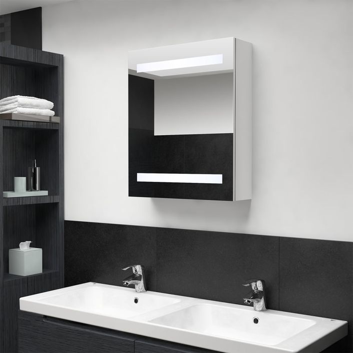 Armoire de salle de bain à miroir LED Blanc brillant 50x14x60cm - Photo n°2
