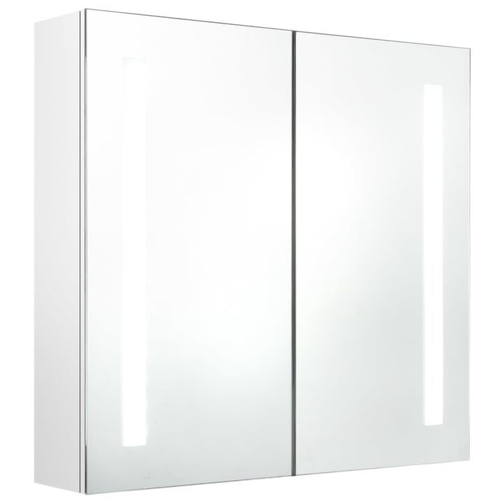Armoire de salle de bain à miroir LED Blanc brillant 62x14x60cm - Photo n°1