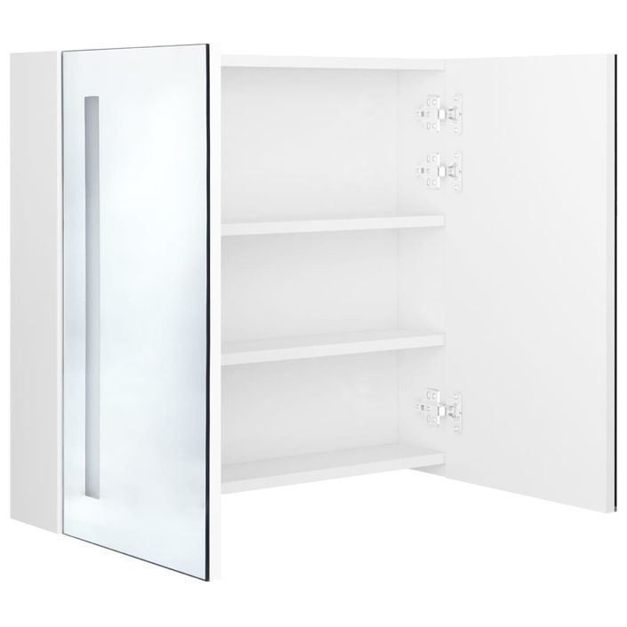 Armoire de salle de bain à miroir LED Blanc brillant 62x14x60cm - Photo n°5