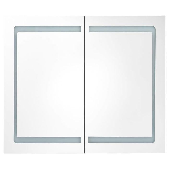 Armoire de salle de bain à miroir LED Blanc brillant 80x12x68cm - Photo n°4