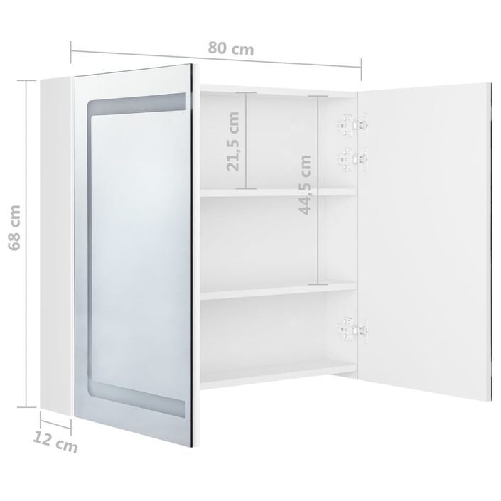 Armoire de salle de bain à miroir LED Blanc brillant 80x12x68cm - Photo n°8