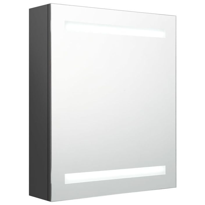 Armoire de salle de bain à miroir LED Gris 50x14x60 cm - Photo n°1