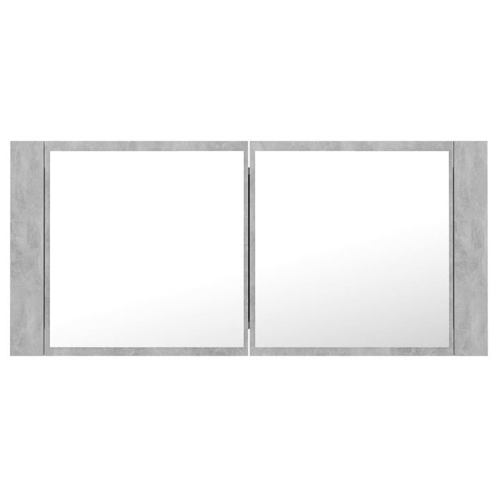 Armoire de salle de bain à miroir LED Gris béton 100x12x45 cm - Photo n°9