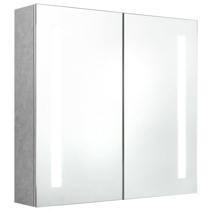 Armoire de salle de bain à miroir LED Gris béton 62x14x60 cm - Photo n°3