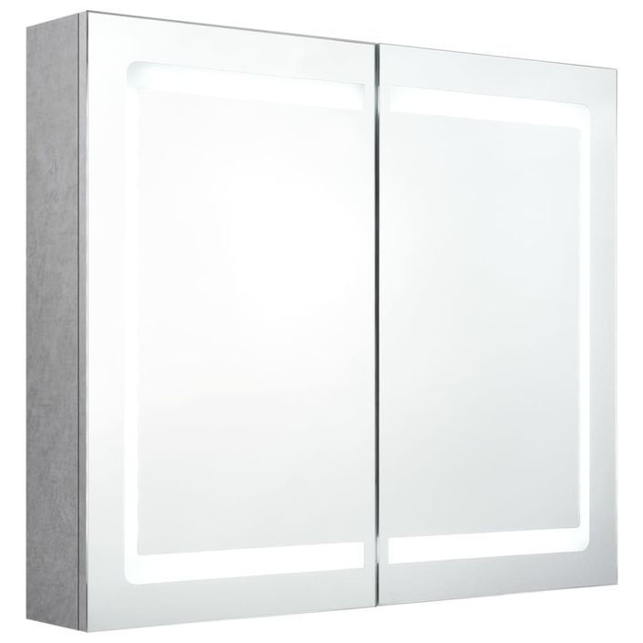 Armoire de salle de bain à miroir LED Gris béton 80x12x68 cm - Photo n°1