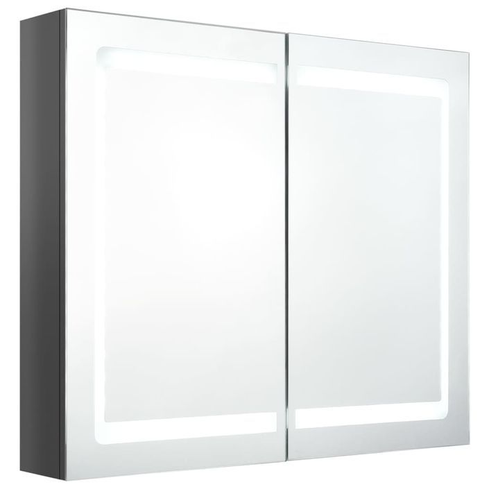 Armoire de salle de bain à miroir LED Gris brillant 80x12x68 cm - Photo n°4