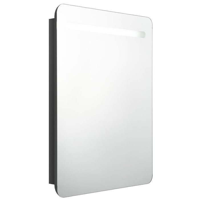 Armoire de salle de bain à miroir LED Noir brillant 60x11x80 cm - Photo n°1