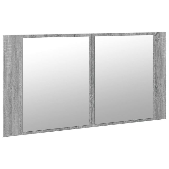 Armoire de salle de bain à miroir LED sonoma gris 90x12x45 cm - Photo n°6