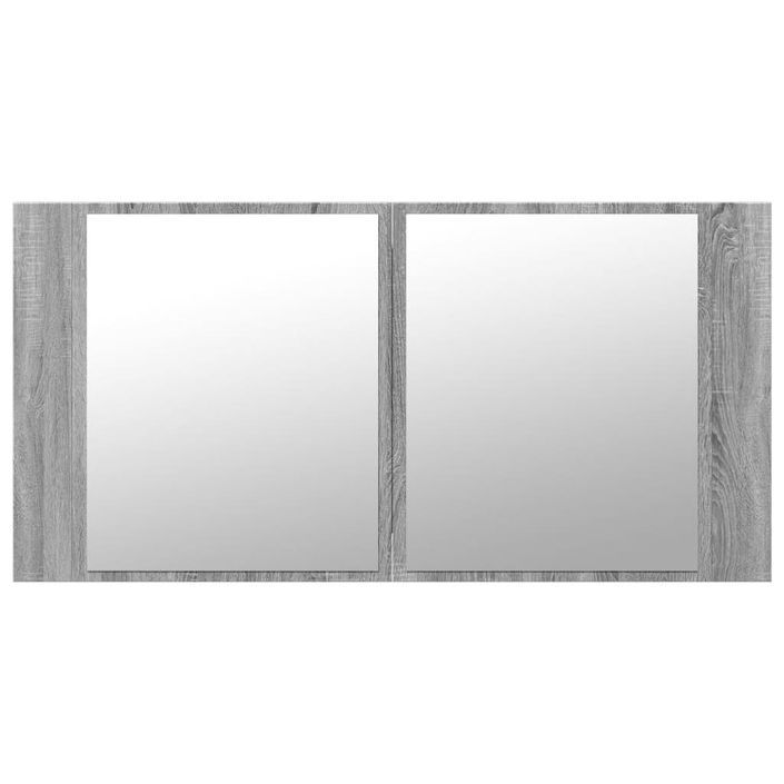 Armoire de salle de bain à miroir LED sonoma gris 90x12x45 cm - Photo n°7