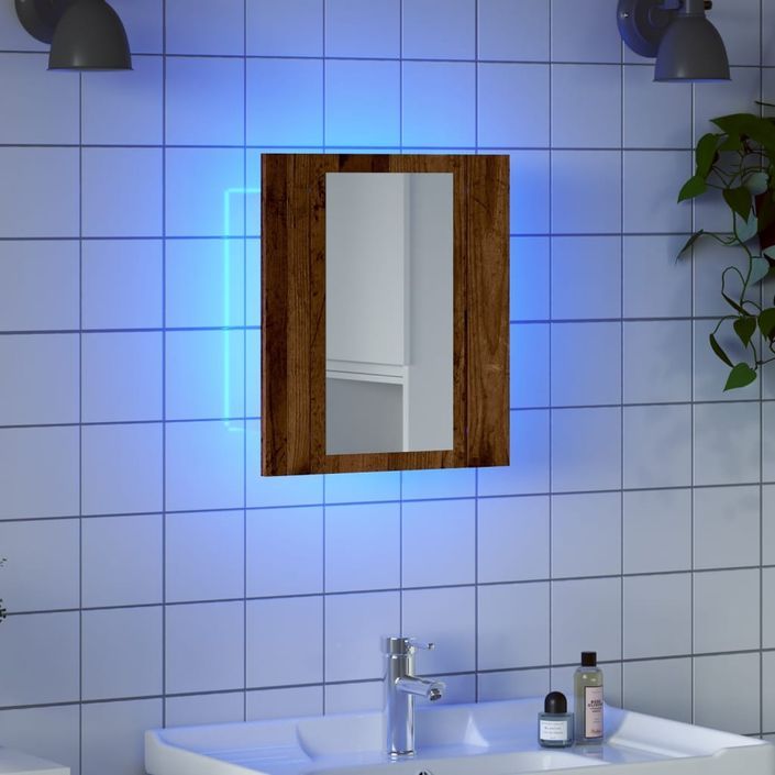 Armoire de salle de bain à miroir LED vieux bois 40x12x45 cm - Photo n°1