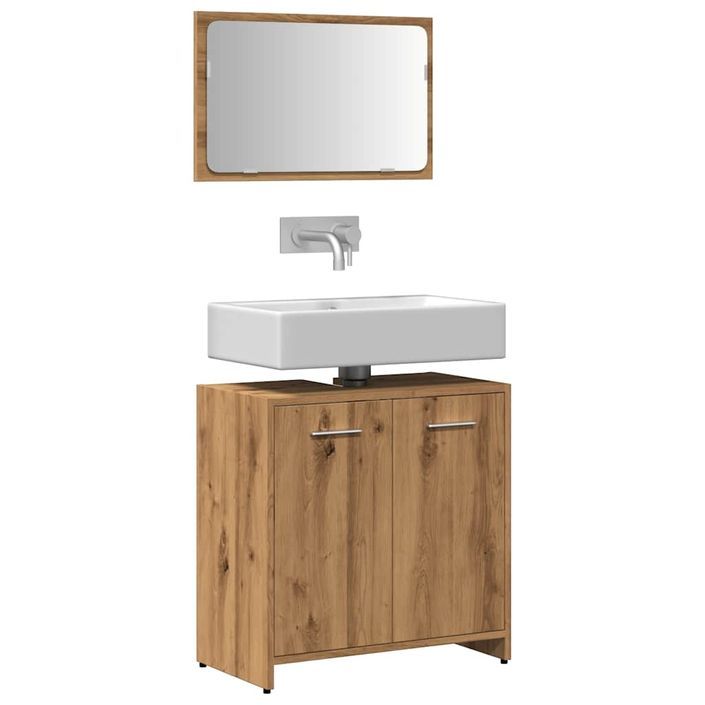 Armoire de salle de bain avec miroir chêne artisanal - Photo n°1