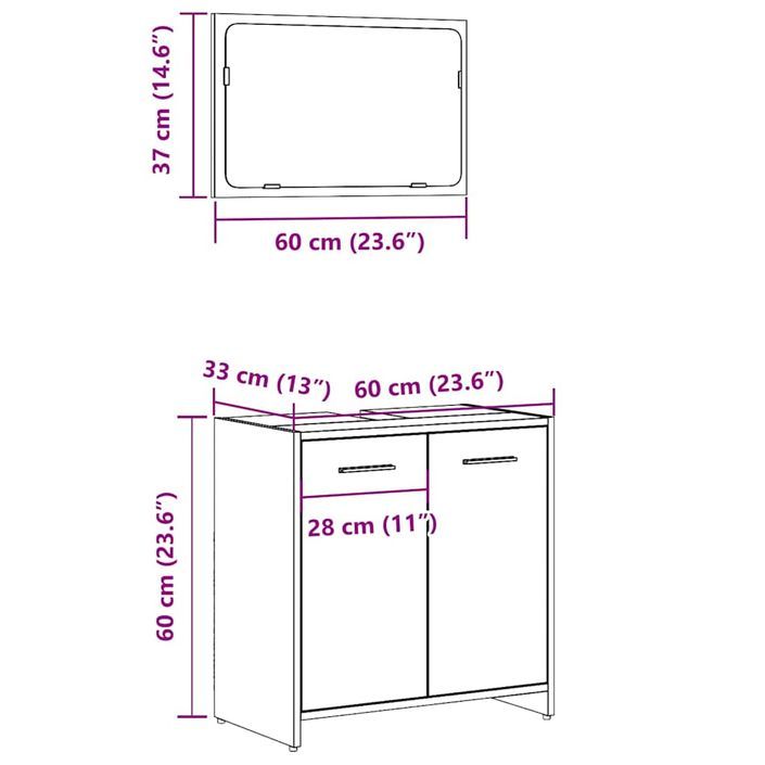 Armoire de salle de bain avec miroir chêne artisanal - Photo n°10