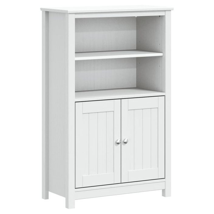 Armoire de salle de bain BERG blanc 69,5x34x110 cm pin massif - Photo n°1