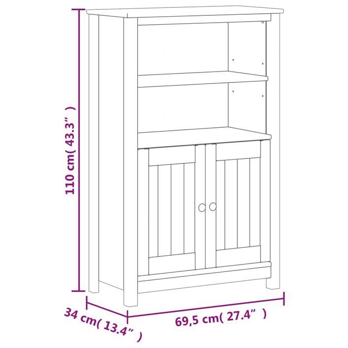 Armoire de salle de bain BERG blanc 69,5x34x110 cm pin massif - Photo n°8