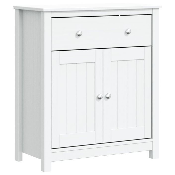 Armoire de salle de bain BERG blanc 69,5x34x80 cm pin massif - Photo n°1