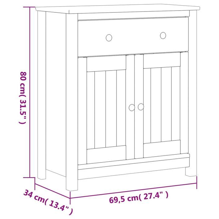 Armoire de salle de bain BERG blanc 69,5x34x80 cm pin massif - Photo n°8