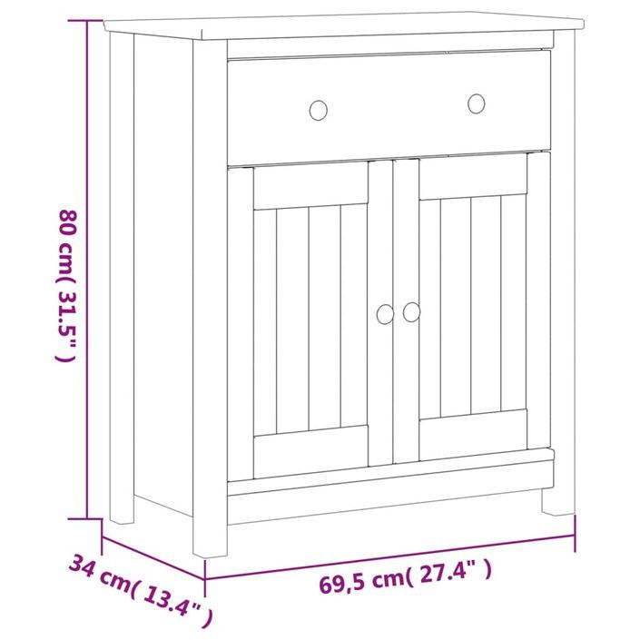 Armoire de salle de bain BERG noir 69,5x34x80 cm pin massif - Photo n°8