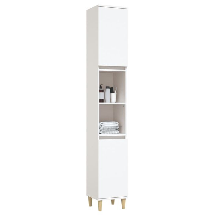 Armoire de salle de bain blanc 30x30x190 cm bois d'ingénierie - Photo n°4